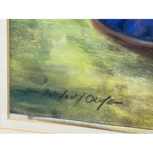 350C - Anthony Orme. A pastel on paper. Still Life flowers. 24x50cm. Frame 60x87cm.