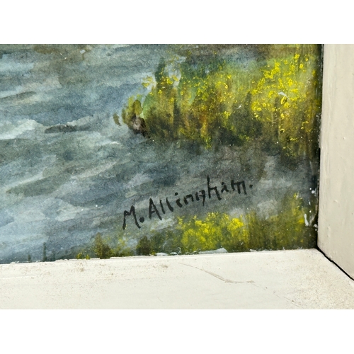 350D - Margaret Allingham. 2 watercolour river scenes, by Margaret Allingham. 24x17cm. Frame 27x19.5cm