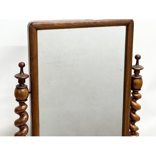 350H - A large Victorian mahogany and marble dressing mirror. 67x76cm