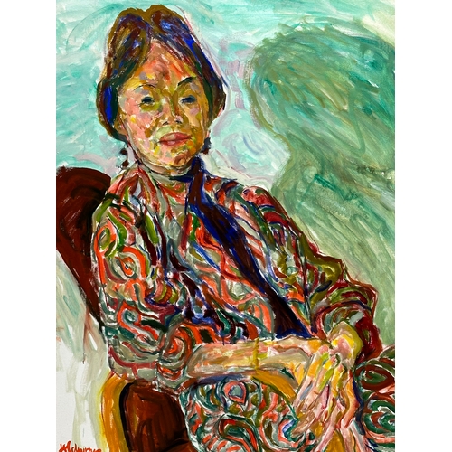 350I - Hans Schwarz (1922 - 2003) Oil on canvas. Chinese Lady. Dated 1997. 86cm x 114.5cm.