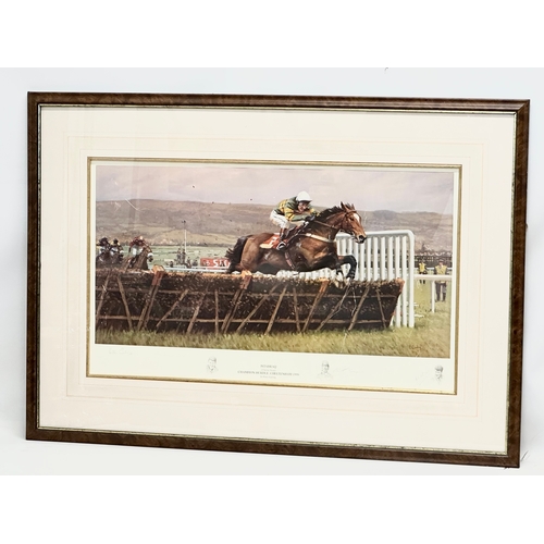 423E - A large signed Peter Curling ‘Champion Hurdle Cheltenham’ print. 1998. Istabraq. Signed by Peter Cur... 