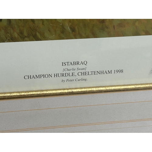 423E - A large signed Peter Curling ‘Champion Hurdle Cheltenham’ print. 1998. Istabraq. Signed by Peter Cur... 