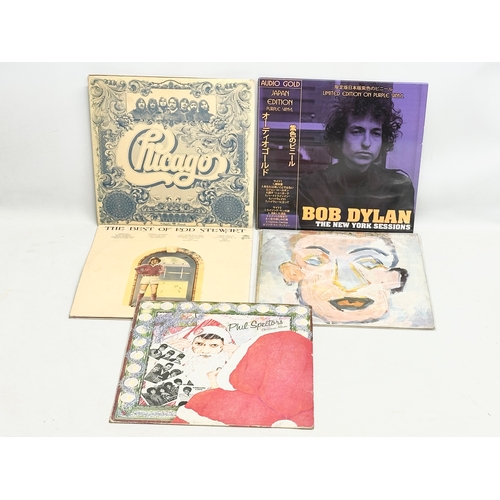 423F - A collection of LP, vinyl records. Bob Dylan, Chicago, Phil Spector, Rod Stewart.