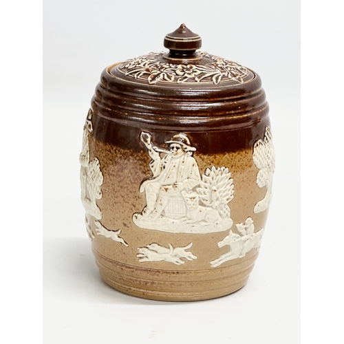 452B - A late 19th century Doulton Lambeth ‘Harvest’ tobacco jar. 9x14cm