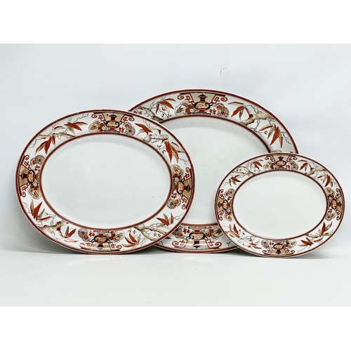 189 - A set of 3 Late 19th Century Pinder Bourne & Co ‘Tycoon’ platters. 44.5x36cm. 38.5x31.5cm. 28x22.5cm