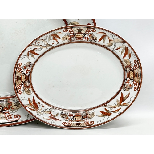 189 - A set of 3 Late 19th Century Pinder Bourne & Co ‘Tycoon’ platters. 44.5x36cm. 38.5x31.5cm. 28x22.5cm