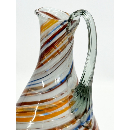 91 - A Mid 20th Century multicoloured hand blown jug. 1960. 22cm