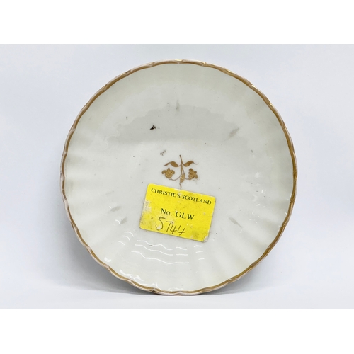 19 - An 18th Century English gilt rimmed porcelain bowl/saucer. Probably Chamberlain or Worcester. 12.5x3... 