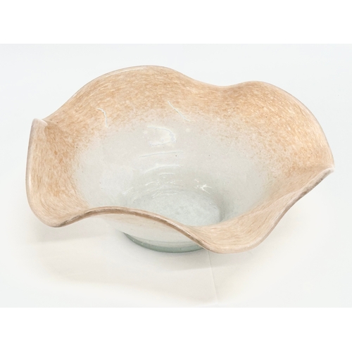 92 - Vasart Glass. A signed 20th Century frilled rim bowl by Vasart. 16x6cm