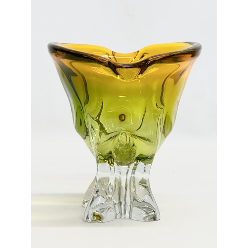 93 - A Mid 20th Century Bohemian Glass vase designed by Josef Hospodka for Chribska. 17x15x17cm