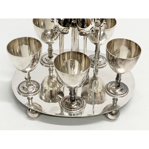 97 - An Early 20th Century James Deakin & Son played breakfast set. 6 egg cups on stand with 6 matching s... 