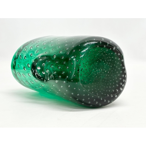 26 - Flavio Poli. A 1930’s Murano Glass emerald green vase. With controlled bubbles. Designed by Flavio P... 