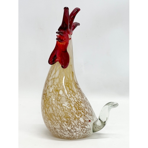 140 - 3 Murano style art glass roosters. 15x25cm 19x17cm. 13x17cm