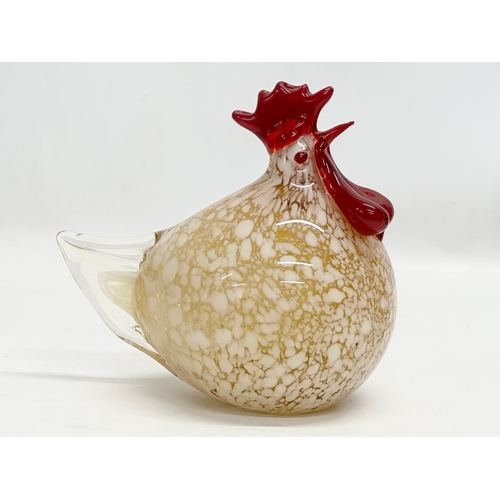 140 - 3 Murano style art glass roosters. 15x25cm 19x17cm. 13x17cm