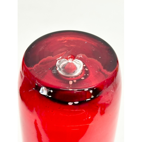 141 - 2 pieces of Late 20th Century, 1970’s Polish ruby glass by Krosno. A bowl and vase. 24cm. 17x11.5cm.