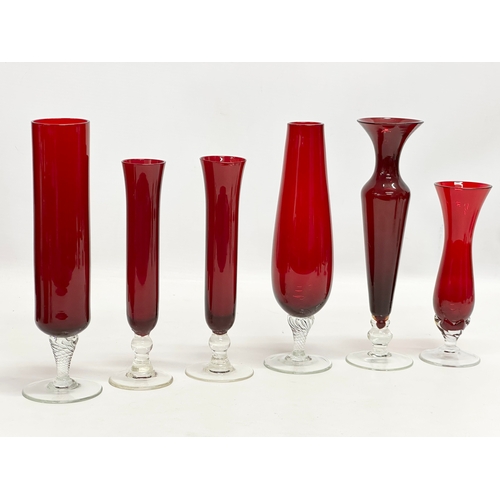 142 - A collection of 20th Century ruby glass.