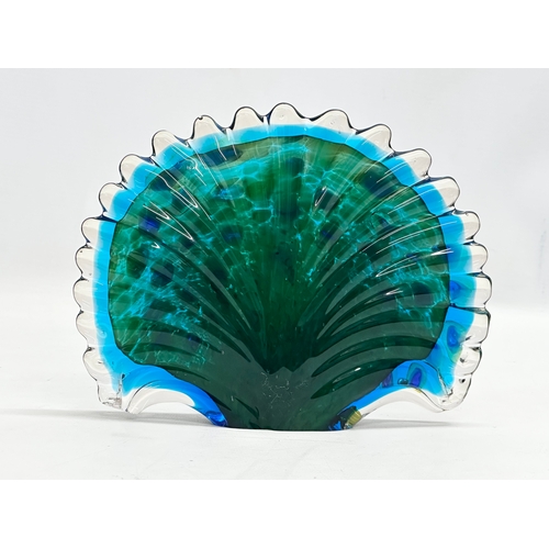 144 - A Late 20th Century art glass peacock. 20x16cm