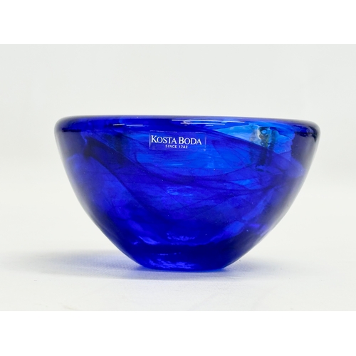 151 - Anna Ehrner. A Swedish cobalt blue glass bowl designed by Anna Ehrner for Kosta Boda. 11x6cm