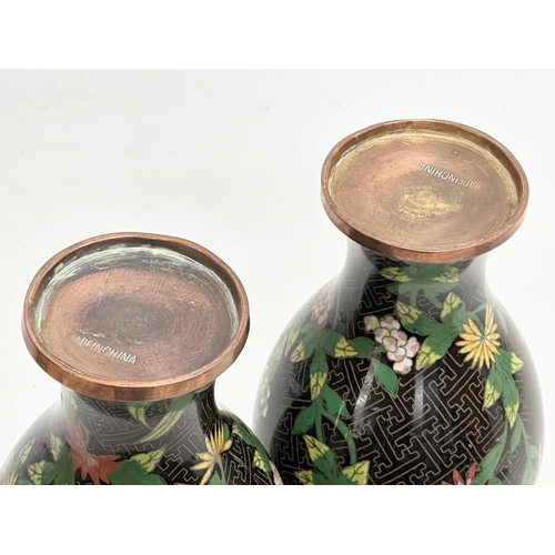 190 - A pair of Early 20th Century Chinese cloisonné enamel vases. 21cm