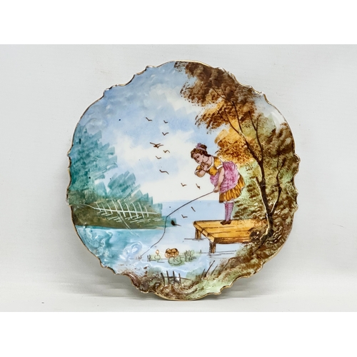 245 - 3 Late 19th Century French hand painted plates. Coiffe et Cie, Limoges. Circa 1891-1914. 23cm. 20cm