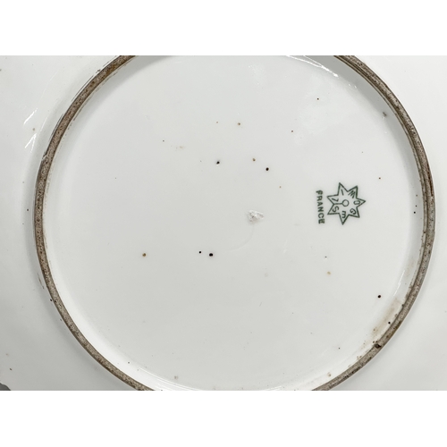 245 - 3 Late 19th Century French hand painted plates. Coiffe et Cie, Limoges. Circa 1891-1914. 23cm. 20cm