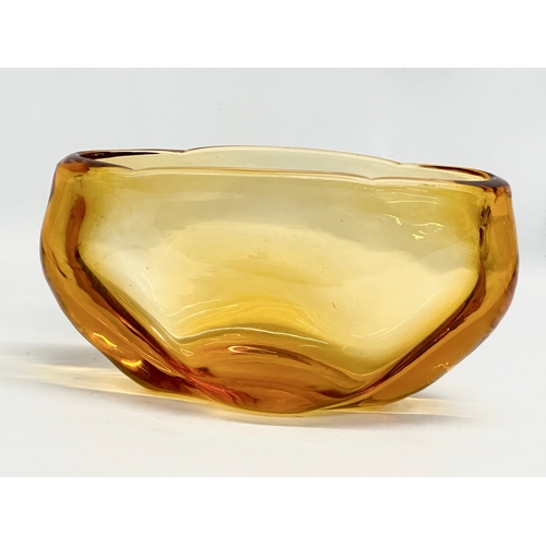 72 - James Hogan. A Mid 20th Century amber glass ‘Molar’ vase/bowl, designed by James Hogan for Whitefria... 