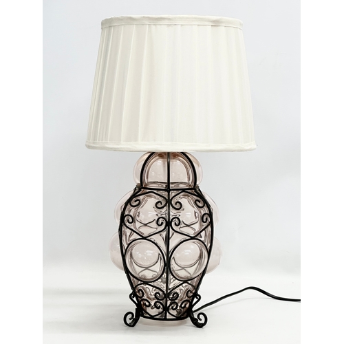 155 - A Mid Century Murano style caged bubble glass table lamp. Probably Mexican. Circa 1960-1970. 35cm no... 