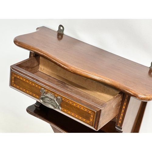 248 - A Late 19th Century Victorian inlaid mahogany wall bracket with drawer. 41x16x51cm