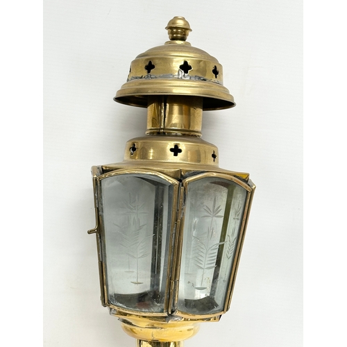 250 - 2 Late 19th Century brass carriage lamps. 50cm