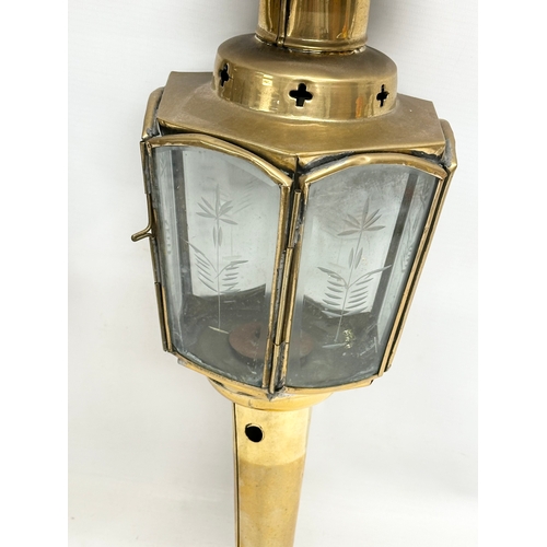 250 - 2 Late 19th Century brass carriage lamps. 50cm