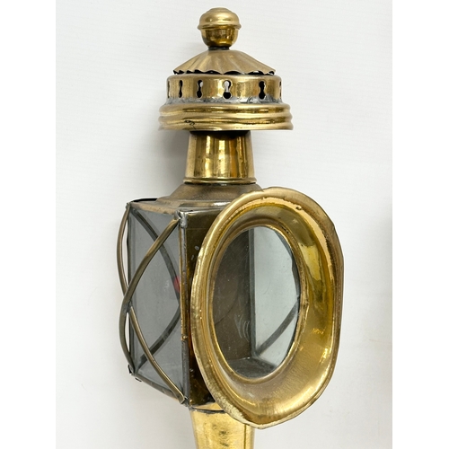 250 - 2 Late 19th Century brass carriage lamps. 50cm