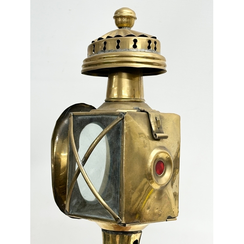 250 - 2 Late 19th Century brass carriage lamps. 50cm