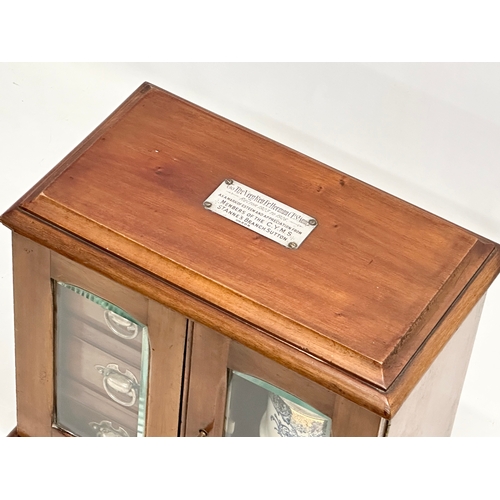 251 - An Early 20th Century mahogany smokers cabinet/humidor. With sterling silver presentation mount. 32.... 