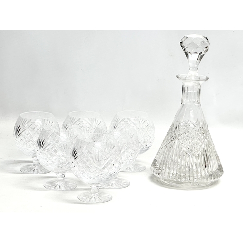 442 - A Tyrone Crystal ‘Slieve Donard’ decanter and 6 matching brandy glasses. 29cm. 9x11.5cm