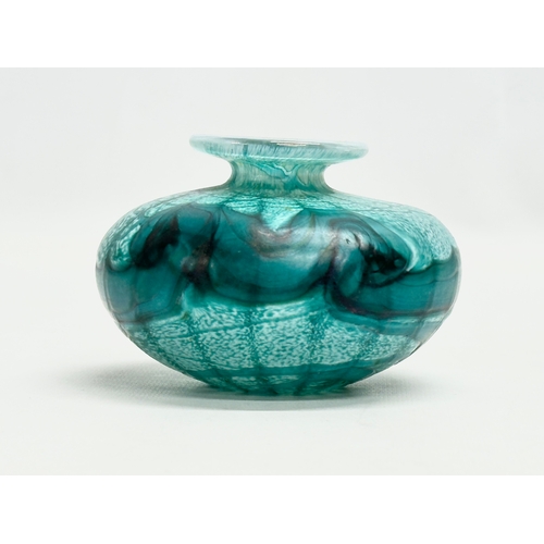 175 - A signed Phoenician Glass vase. Phoenician Glass Blowers. Malta. 11x8cm.