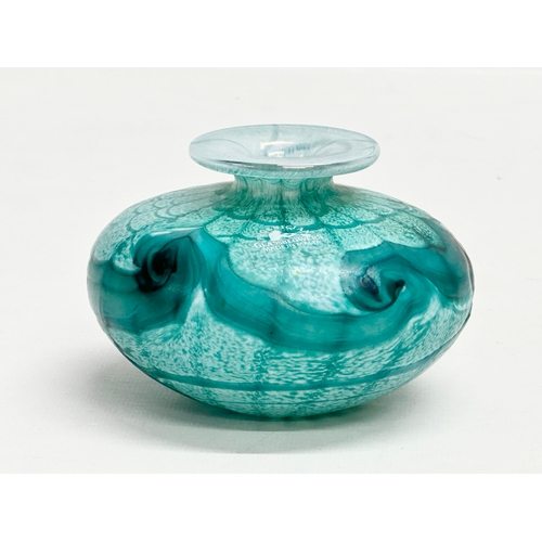 175 - A signed Phoenician Glass vase. Phoenician Glass Blowers. Malta. 11x8cm.