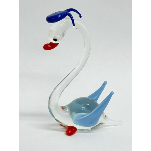 443 - A small Venetian Murano Glass rooster. Together with 2 art glass animals. 11x15cm. Deer 17cm