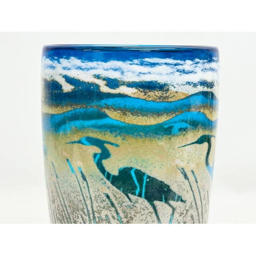 56 - Paul Bendzunas. A large signed hand blown vase designed by Paul Bendzunas for Heron. 15x26.5cm