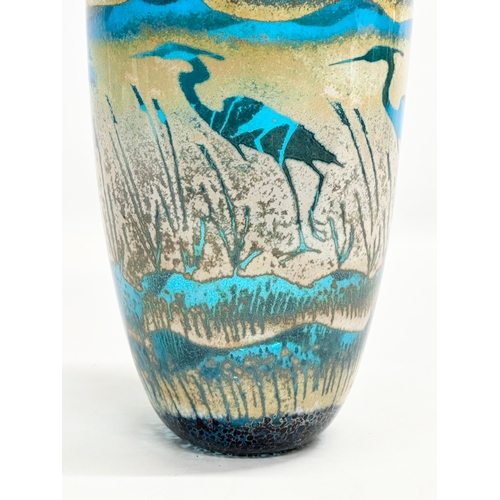 56 - Paul Bendzunas. A large signed hand blown vase designed by Paul Bendzunas for Heron. 15x26.5cm