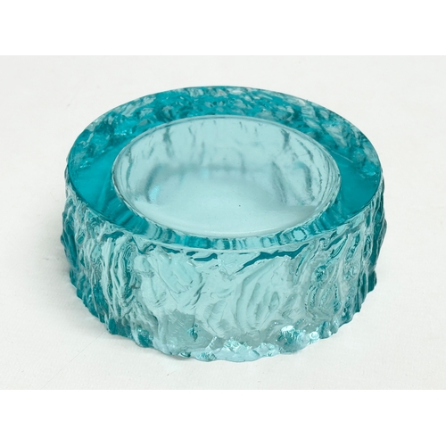 156 - Geoffrey Baxter. A textured bark kingfisher blue bowl/ashtray, designed by Geoffrey Baxter for White... 