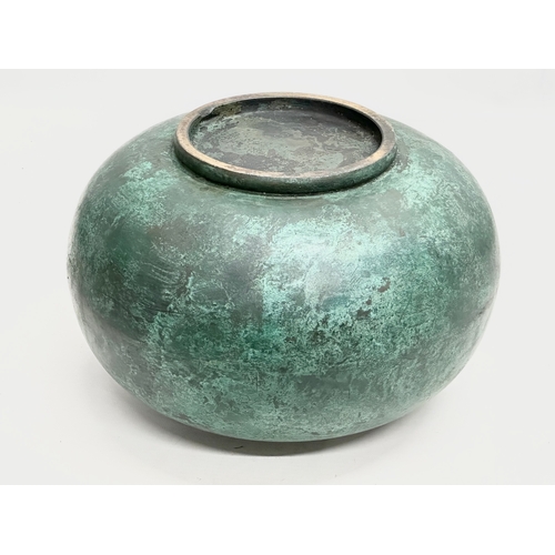 5 - A large 19th Century Japanese bronze bulbous pot. 27x18cm