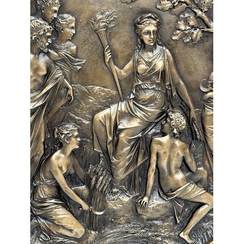 22 - A good quality 19th Century bronze relief wall plaque in marble frame. 21.5cm