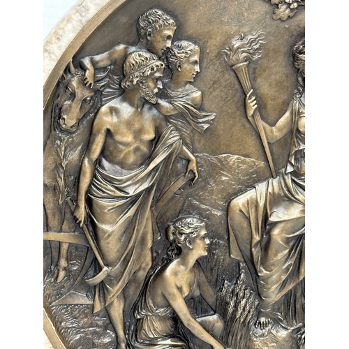 22 - A good quality 19th Century bronze relief wall plaque in marble frame. 21.5cm