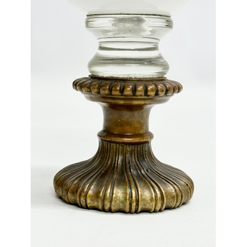 36 - A Mid 19th Century French crystal and bronze Boule D'escalier, staircase finial. 20.5cm.