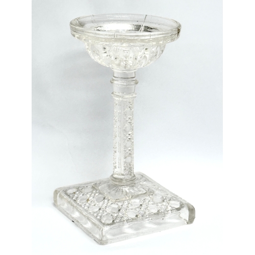 81 - A set of 3 Early 20th Century German pressed glass candleholders, by Streit. Circa 1930. 8x8x14.5cm