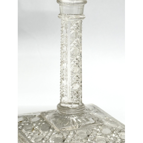 81 - A set of 3 Early 20th Century German pressed glass candleholders, by Streit. Circa 1930. 8x8x14.5cm