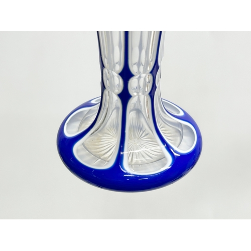 108 - A Late 19th Century Bohemian opaline and cobalt blue glass vase. 1850-1900. 15cm.