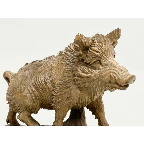 45 - Ed. R. Blatter. A fine quality Late 19th Century Swiss Black Forest, carved limewood boar. Circa 187... 