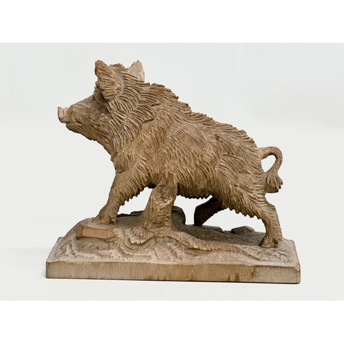 45 - Ed. R. Blatter. A fine quality Late 19th Century Swiss Black Forest, carved limewood boar. Circa 187... 