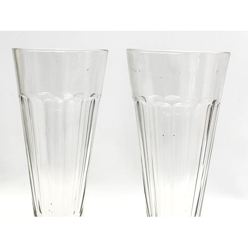 110 - A pair of Mid 19th Century Early Victorian slice cut ale glasses/champagne glasses. Circa 1850. 21cm... 